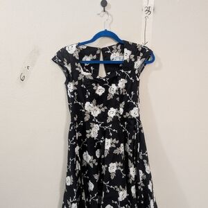 Hell Bunny Black and White Floral Midi Dress